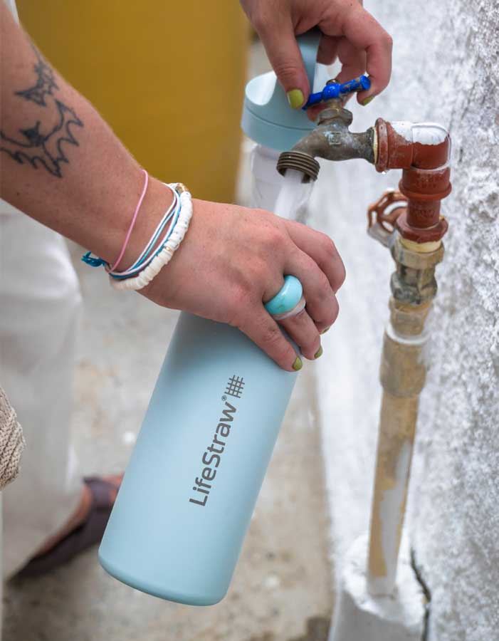 LifeStraw Go Series Stainless Steel 18 oz Bottle Filter LifeStraw - Online store