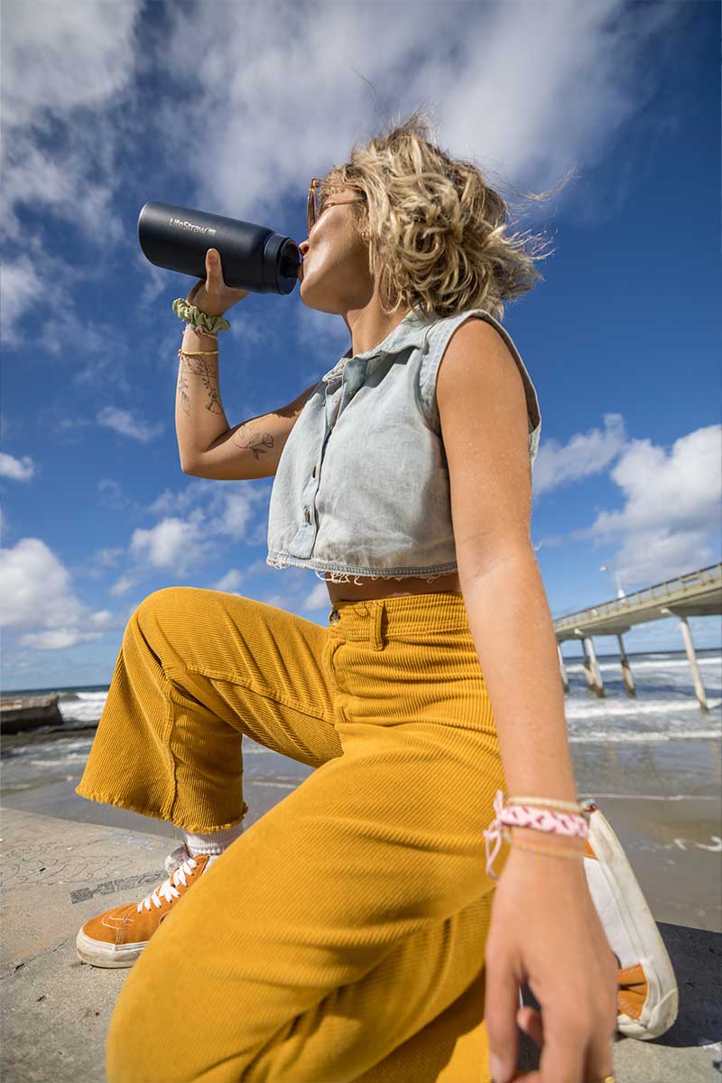 LifeStraw Go Series Stainless Steel 24 oz Bottle Filter LifeStraw - Online store