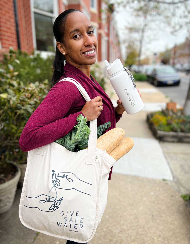 Give Safe Water Tote Bag Apparel & Accessories LifeStraw Water Filters & Purifiers