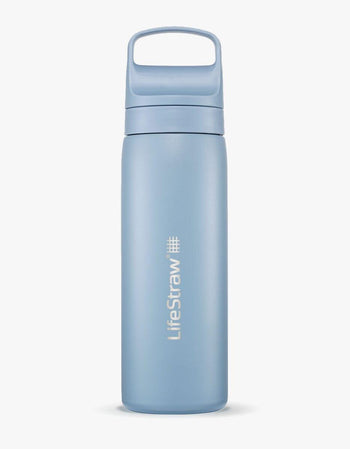 LifeStraw Go Series Stainless Steel 18 oz water filter bottle in Icelandic Blue