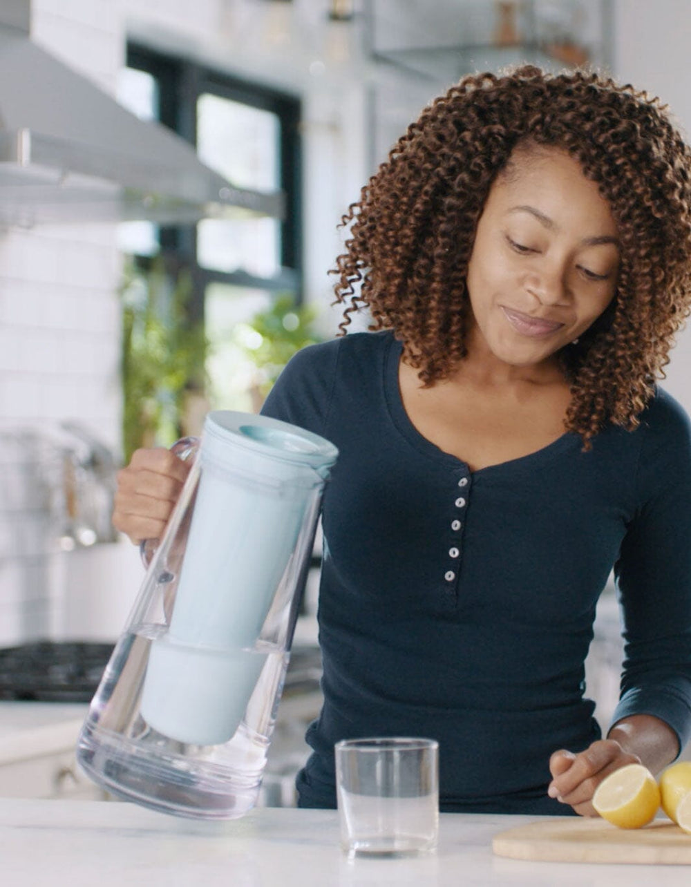 LifeStraw Home 7-Cup White Glass Water Filter Pitcher