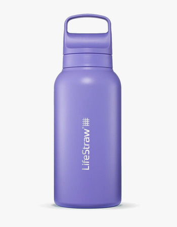 LifeStraw Go Series Stainless Steel 1L water filter bottle in Thistle Purple