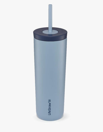 LifeStraw Go Series Tumbler 18 oz water filter tumbler in Icelandic Blue with straw lid