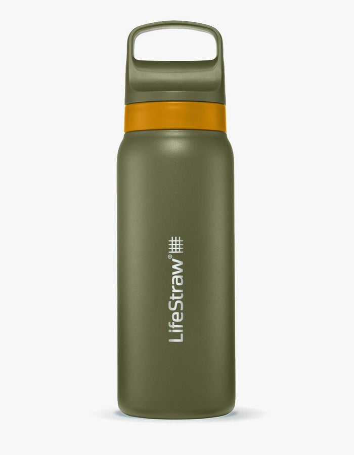 LifeStraw Go Series Stainless Steel 24 oz - Limited Edition water filter bottle in Timber
