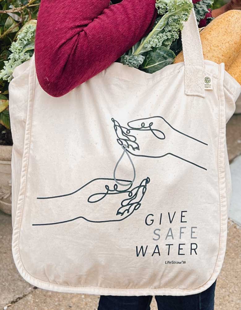 Give Safe Water Tote Bag Apparel & Accessories LifeStraw Water Filters & Purifiers